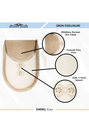 Shems Cremefarbenes 3-teiliges WC-Set mit Spitze und Fransen, Badezimmerteppich, Matten-Set Sms3-teilig - 5