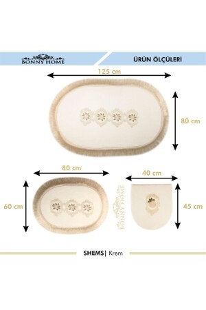 Shems Cremefarbenes 6-teiliges Badezimmer-Set, Schmutzwäschekorb-Set + Badematten-Set, Shms6PcBathroomSet - 6