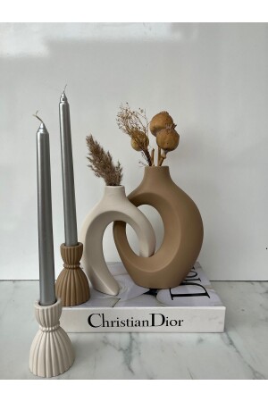 Sibel/Ela Design Ivy Lover Vase-Kerzenständer-Set mit Kerzenhalter 22x16 und 17x14 - Home