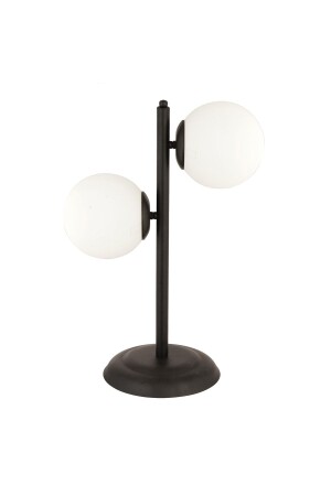 Siena 2Li Tischlampe aus schwarz lackiertem weißem Glas, modernes Design, Retro-Lampenschirm für Schlafzimmer und Wohnzimmer - 4