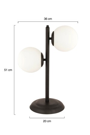 Siena 2Li Tischlampe aus schwarz lackiertem weißem Glas, modernes Design, Retro-Lampenschirm für Schlafzimmer und Wohnzimmer - 6