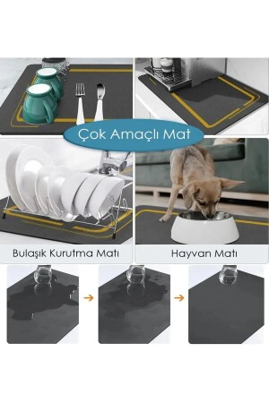 Sihirli Kaymaz Bulaşık Kurutma Matı Tezgah Üstü Bulaşıklık Kurutma Matı Katlanabilir Ped 40x50 Cm nappa-mt - 4