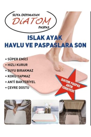 Sihirli Su Emici Gri Renk Diatom Banyo Paspas Diatomite Su Çeken Suyadoymayanpaspas - 4