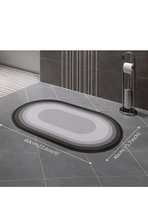 Sihirli Süper Su Emici Banyo Ayak Paspası- 38*58 Cm Ölçü- Kaymaz Tabanlı Oval Abdest Paspası - 3