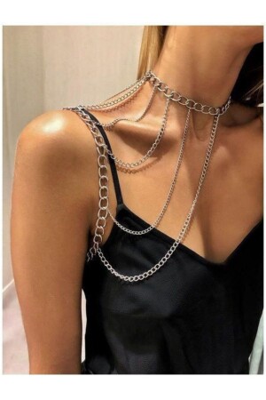 Şık Omuz Aksesuarı Gümüş Zincir zoa101 - SHİNELİZE