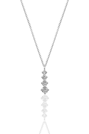 Silber Rhodium Zirkon Stein Diamant Modell Funkelnde Halskette SGTL10631 - 2