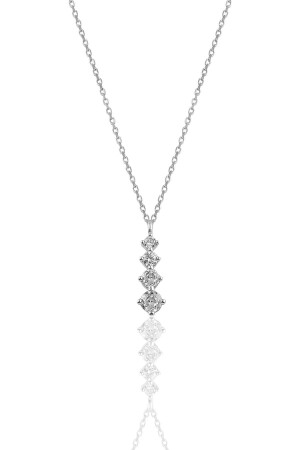 Silber Rhodium Zirkon Stein Diamant Modell Funkelnde Halskette SGTL10631 - 1