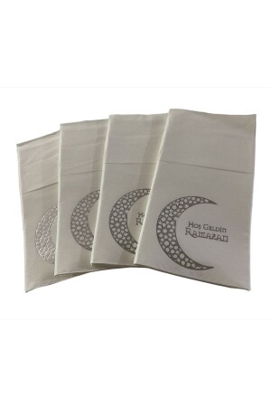 Silber vergoldet weiß Willkommen Ramadan Mond gemusterte Pocket Touch Serviette 12 Stück 40x40 - 1