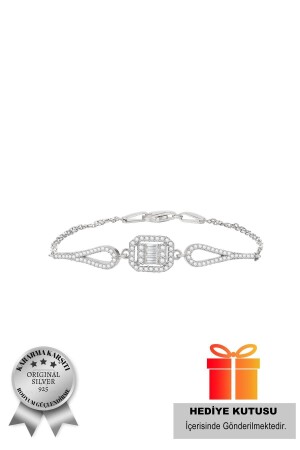 Silberarmband aus 925er-Sterlingsilber mit Rhodium und Baguettestein (in Sonderverpackung) - 4