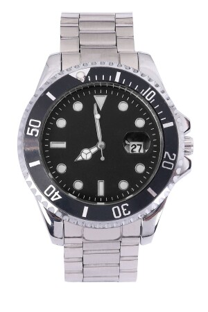 Silberfarbene Herren-Armbanduhr mit Stahlgehäuse und Stahlarmband und Kalender kd142140 - 1