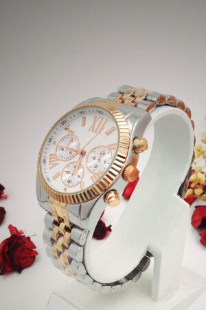 Silberne Damen-Armbanduhr aus Roségold mit römischen Ziffern und IPC-Beschichtung Rnx-001 - 2