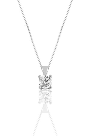 Silberne Diamant-Modell-Einzelstein-Halskette SGTL10138 - 2