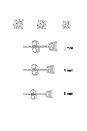 Silberne, mit Rhodium und Diamanten besetzte Solitär-Kombinationsohrringe in 3 Größen - 1