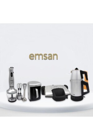 Silbernes elektrisches Mitgiftset Schwarz 4-teilig SİLVER4 - Emsan