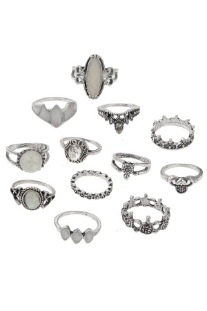 Silbernes Ringset mit mehreren Ringen - 2