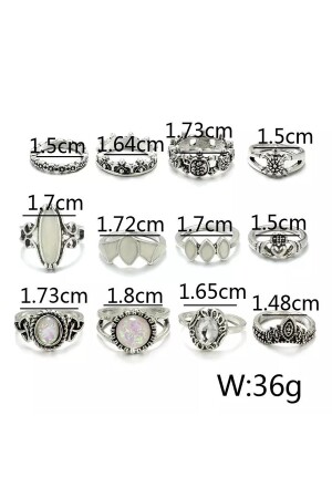 Silbernes Ringset mit mehreren Ringen - 4