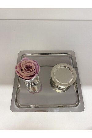 Silbertablett, Türkische-Delight-Schale, Roseneimer-Set 3-teilig TRAY-3 - 3