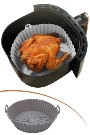 ® Silikon Airfryer Graue Backmatte 20 cm und 100 Stück Backpapier PRA-8322646-8731 - 5