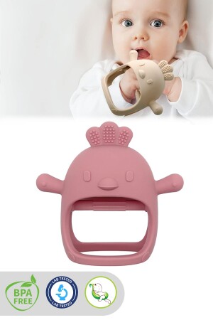 Silikon-Baby-Beißring – Beißhandschuh für Neugeborene, rosa - 1