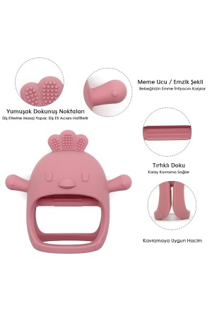 Silikon-Baby-Beißring – Beißhandschuh für Neugeborene, rosa - 3