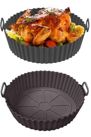 Silikon-Backbehälter, kompatibel mit allen Airfryern, Airfryer-Silikon-Kuchenform, 50 Stück, fettdichtes Papier, 3er-Set 2360509KLT - 4