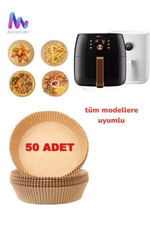 Silikon-Backbehälter, kompatibel mit allen Airfryern, Airfryer-Silikon-Kuchenform, 50 Stück, fettdichtes Papier, 3er-Set 2360509KLT - 5