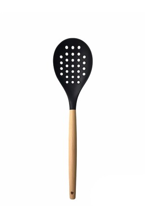 Silikon Bambu 6 Parça Spatula Servis Kaşık Kepçe Kevgir Fırça Bambu Kaşık Takımı Seti ZUBA-SILIKON-SERVIS9LU - 6