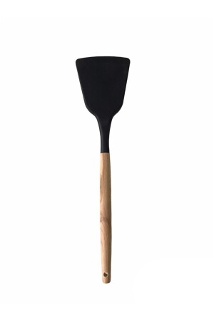 Silikon Bambu 6 Parça Spatula Servis Kaşık Kepçe Kevgir Fırça Bambu Kaşık Takımı Seti ZUBA-SILIKON-SERVIS9LU - 7