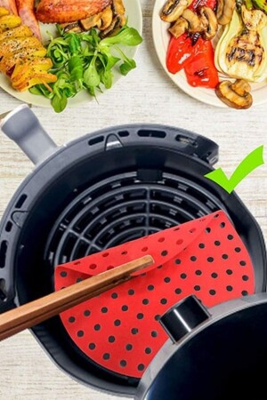 ® Silikon-Ofen- und Airfryer-Backmatte, rund, 20 cm, rot, und 7-Loch-Airfry-Cupcake-Behälter PRA-8321797-7759 - 6