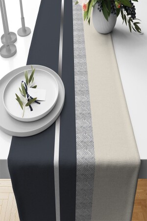 Silver Antrasit Dokuma Leke Tutmaz Premium Tay Tüyü Kumaş Masa Örtüsü Runner 40x140cm Rnr569 - Viva Home