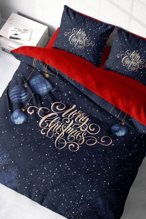 Silvester-Bettbezug-Set (mit elastischen Laken), Doppelbett, 100 % Baumwollsatin, Blau, NY MONOHOME41342 - 2