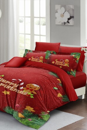 Silvester-Bettbezug-Set (mit elastischen Laken), Doppelbett, 100 % Baumwollsatin, Cookie MONOHOME40796 - 2