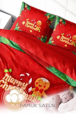 Silvester-Bettbezug-Set (mit elastischen Laken), Doppelbett, 100 % Baumwollsatin, Cookie MONOHOME40796 - 5