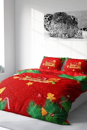 Silvester-Bettbezug-Set (mit elastischen Laken), Doppelbett, 100 % Baumwollsatin, Cookie MONOHOME41397 - 4