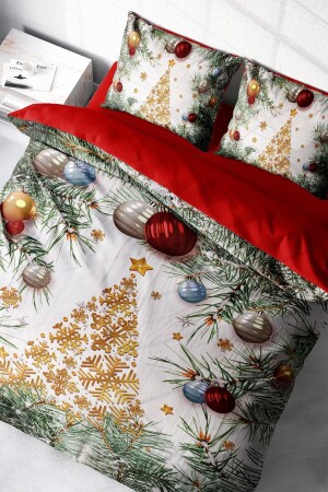 Silvester-Bettbezug-Set (mit elastischen Laken), Doppelbett, 100 % Baumwollsatin, Geschenk MONOHOME41168 - 1