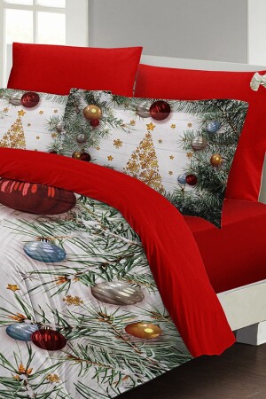 Silvester-Bettbezug-Set (mit elastischen Laken), Doppelbett, 100 % Baumwollsatin, Geschenk MONOHOME41168 - 5