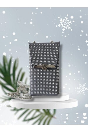 Silvestergeschenk Damen-Handytaschen-Geldbörse mit glänzendem Steinketten-Schultergurt MDLPLLU - 1