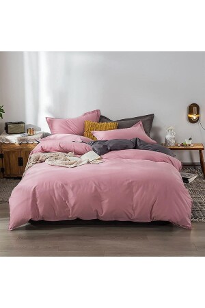 Simena Dusty Rose, leicht zu bügelndes doppelseitiges Doppelbett-Bettbezug-Set, 200 x 220, 100 % Baumwolle 200. 18. 01. 06871534 - 3