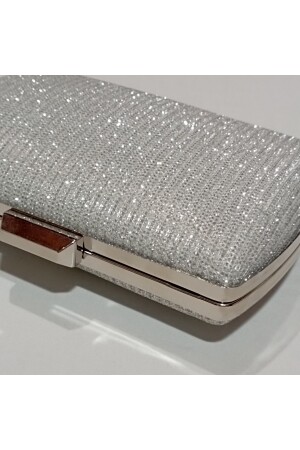 Simli Abiye Çanta Gümüş Gece Çantası Çupra Clutch Çanta TYC00639230459 - 3