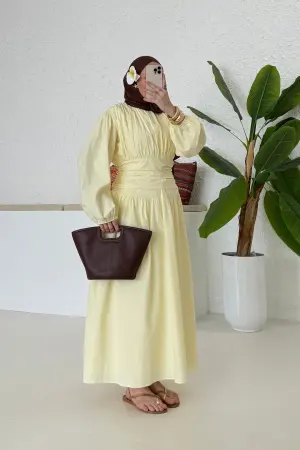 Sindy Pinterest Elbise Sarı - Nuuwears