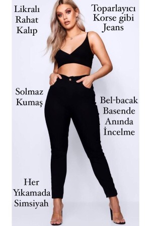 Sinemstyle Plus Size Lycra Schwarze, lockere Denim-Hose - 1