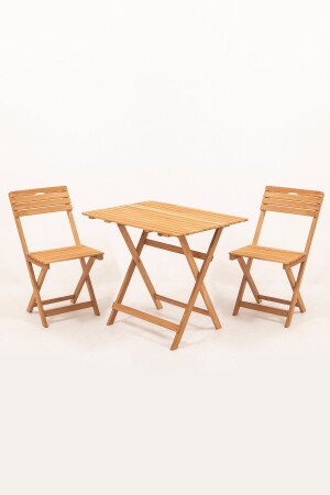 Sırt Ve Oturak Minderli Balkon Bahçe Mutfak 3'lü Bistro Set Katlanır Masa-sandalye 60x80 Masalı - 4