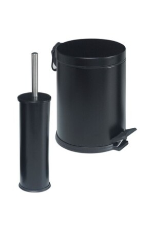 System Cleaning Elegantes Badezimmer-Set Schwarz 2-teilig / Mülleimer- und Bürstenhalter-Set / Schwarzes Badezimmer-Set BTS1 - SistemTemizlik