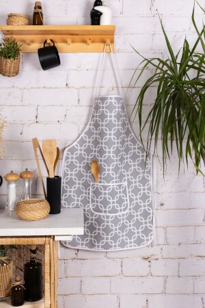 Sıvı Geçirmez Mutfak Önlüğü Sünger Dolgulu Çift Hazneli Cepli Model - Morlay