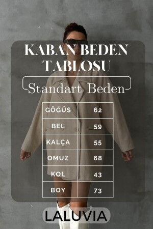 Siyah 1. Sınıf Kalite Balık Sırtı Oversize Kaşe Kaban - 9