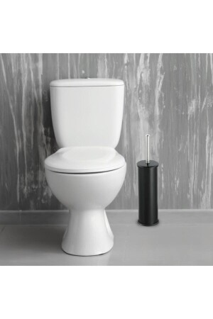 Siyah 3 Litre 2'li Banyo Seti Pedallı Çöp Kovası Wc Klozet Tuvalet Fırça Seti Banyo Çöp Kovası banyoset3lt - 6