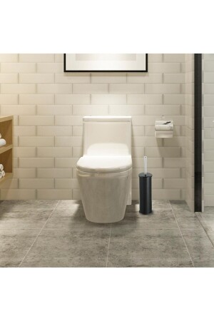 Siyah 3 Litre 2'li Banyo Seti Pedallı Çöp Kovası Wc Klozet Tuvalet Fırça Seti Banyo Çöp Kovası banyoset3lt - 6