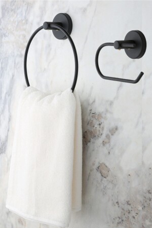 Schwarzer offener Toilettenpapierhalter/Ringhandtuchhalter, 2er-Set 1122 - ERFAHOME