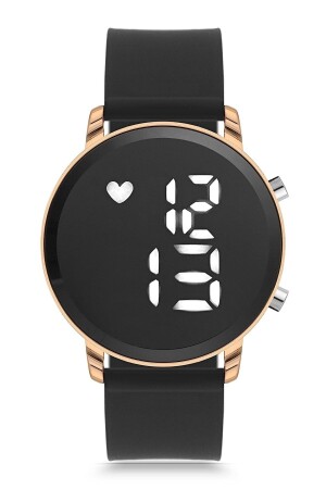 Siyah-altın Silikon Kordonlu Led Watch Kadın Erkek Kol Saati ÇENÇEN0200009 - 2