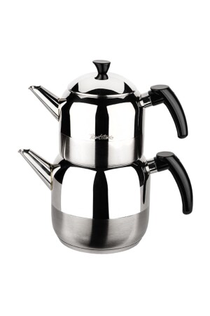 Siyah Athena Büyük Boy Paslanmaz Çelik Çaydanlık Takımı 1300-2250ml CHAI 3CYDBS - Tantitoni